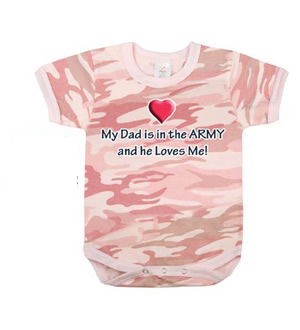 foto Body dětské MY DAD IS IN THE ARMY BABY PINK CAMO